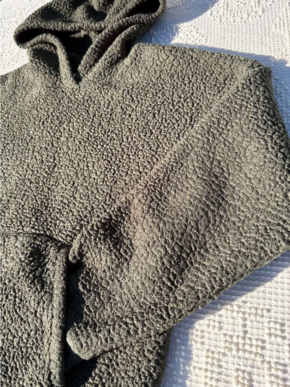 American Eagle Outfitters Olive Green Teddy Hooded Pullover- size L